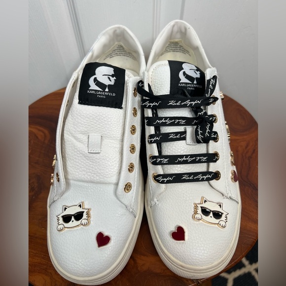 Karl Lagerfeld Women's Cate Pins White Sneakers Size 8.5 Needs Laces - Picture 2 of 11